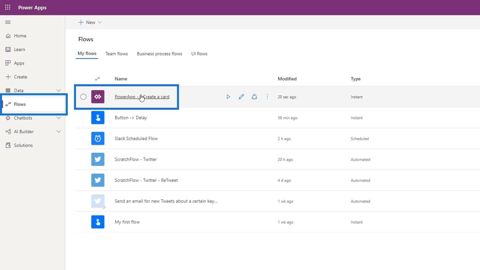 Microsoft Power Automate への PowerApps の統合