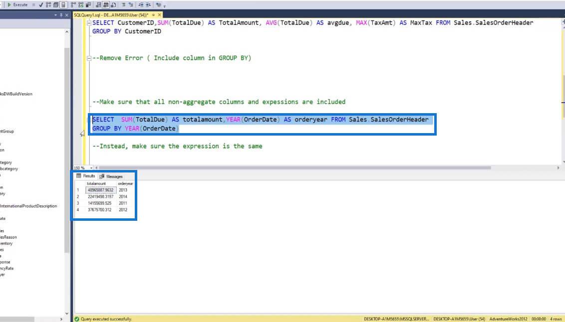 SQL 中的聚合函數及其用法