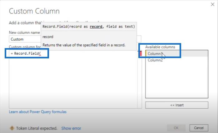 Power Query でレコードとリストから値を抽出する