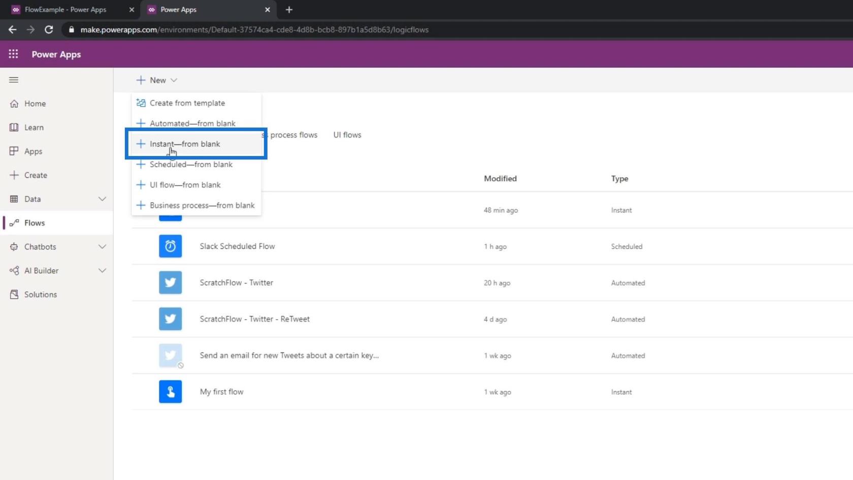 Microsoft Power Automate への PowerApps の統合