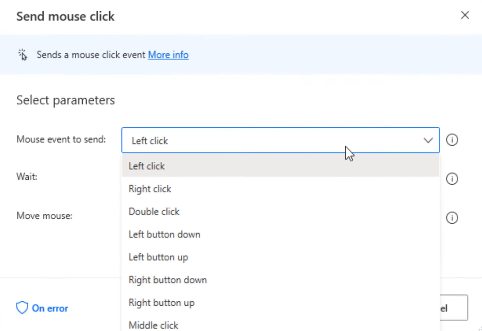 Power Automate Desktop : comment utiliser la fonction Envoyer un clic de souris