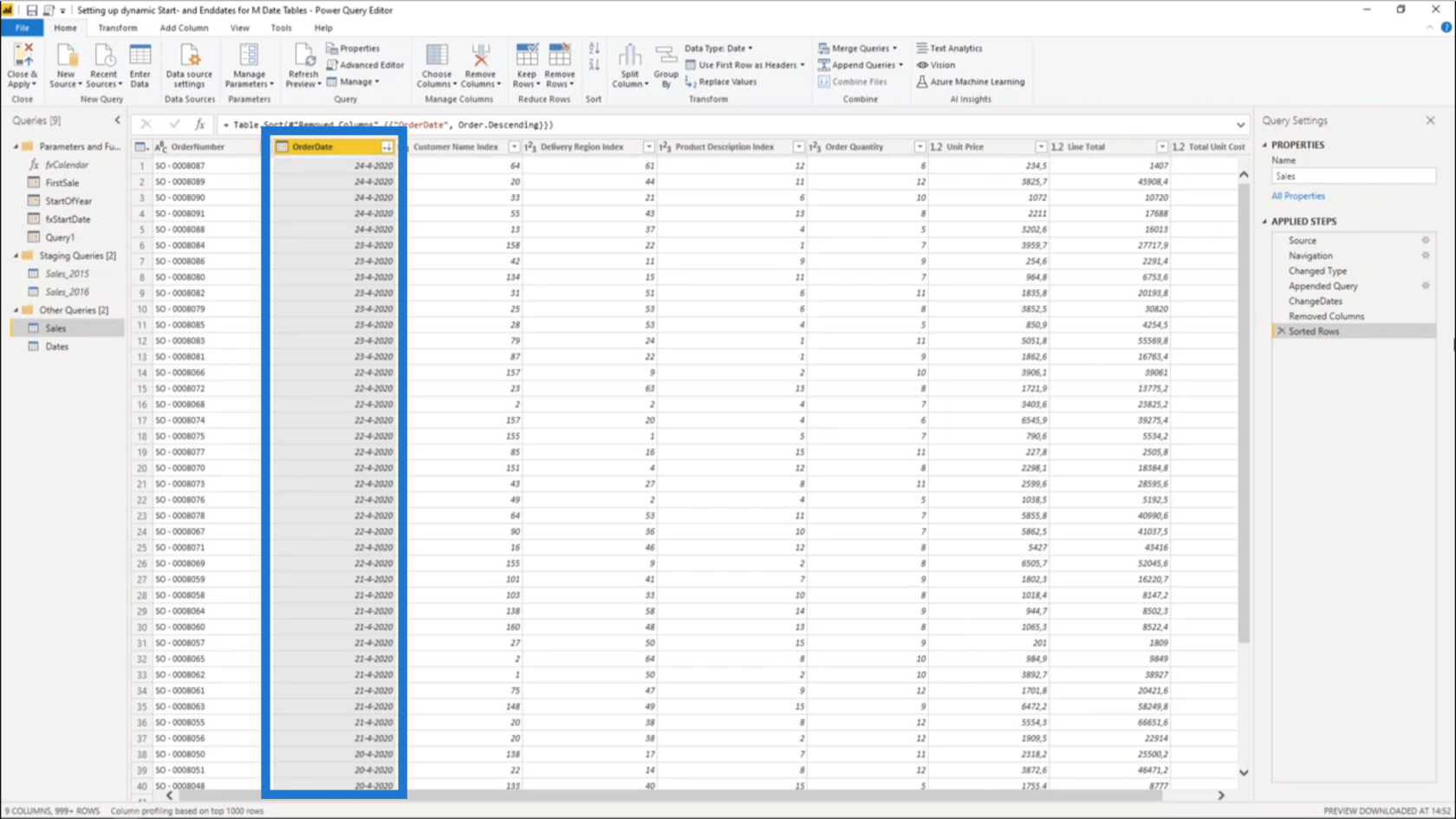 為 Power Query 日期表設置動態 StartDate 和 EndDate