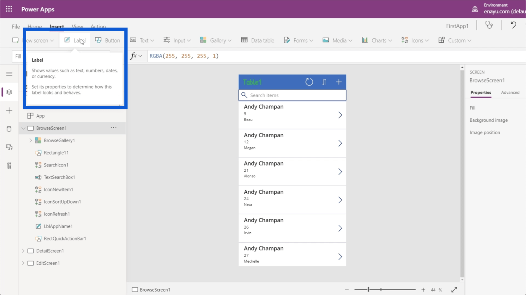 Power Apps 環境：正確設置應用程序元素