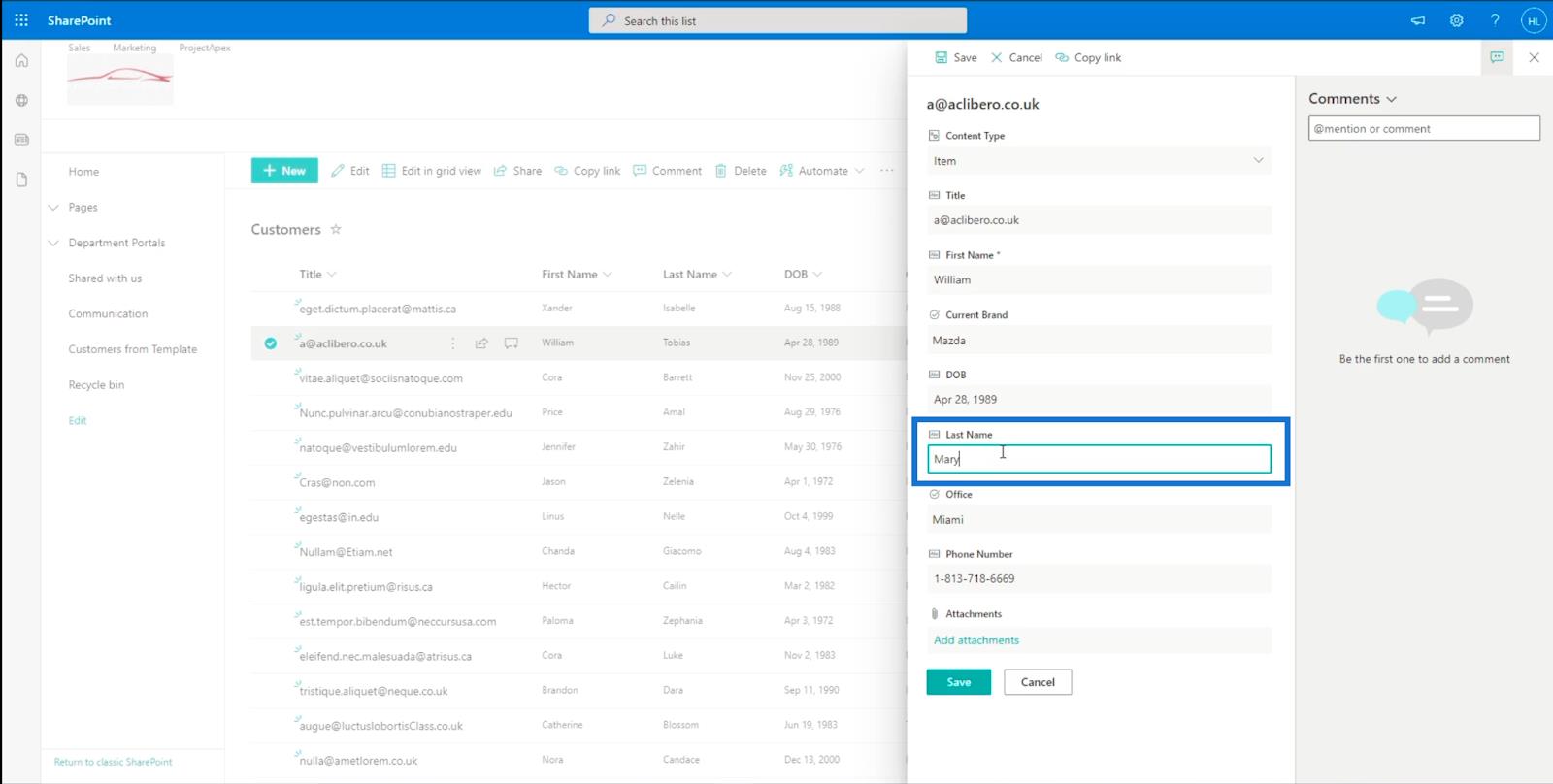 SharePoint リスト アイテム: 単一および複数のアイテムの編集