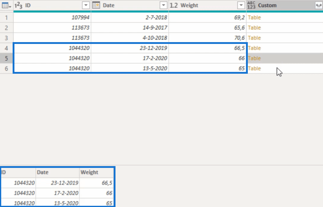 Création de valeurs pour chaque date à l'aide de la formule Power Query