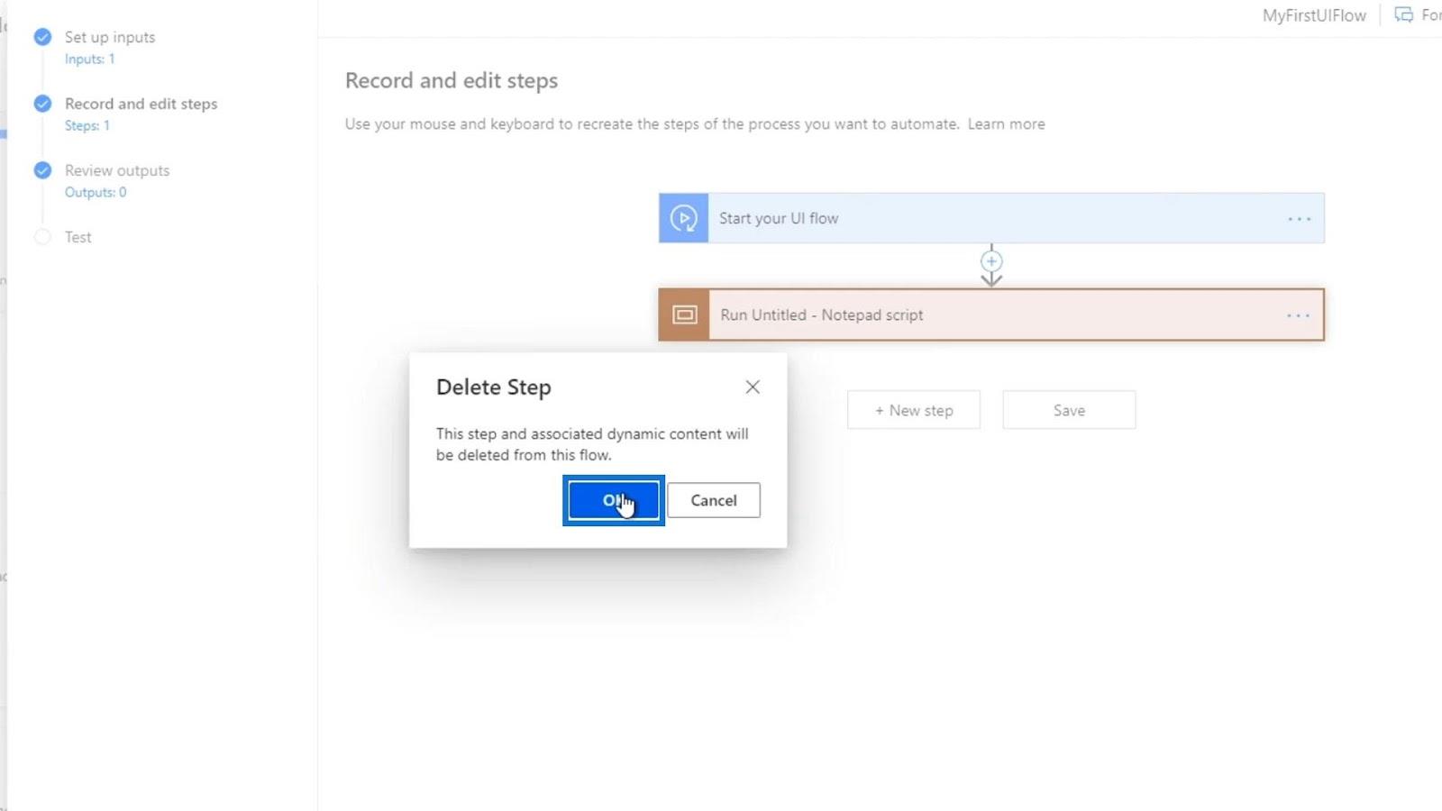 Microsoft Power Automate 中的 UI 流輸入