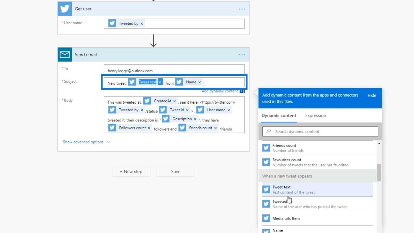 Microsoft Power Automate の自動化されたフロー