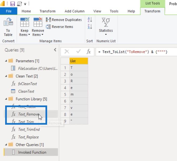 Power Query でのカスタム テキスト クリーニング関数の作成