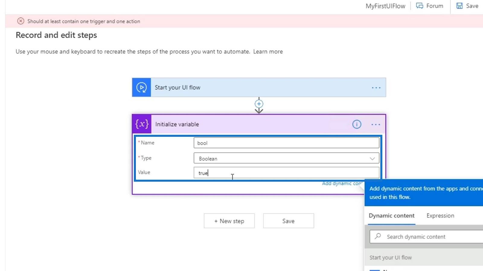 Microsoft Power Automate 中的 UI 流輸入
