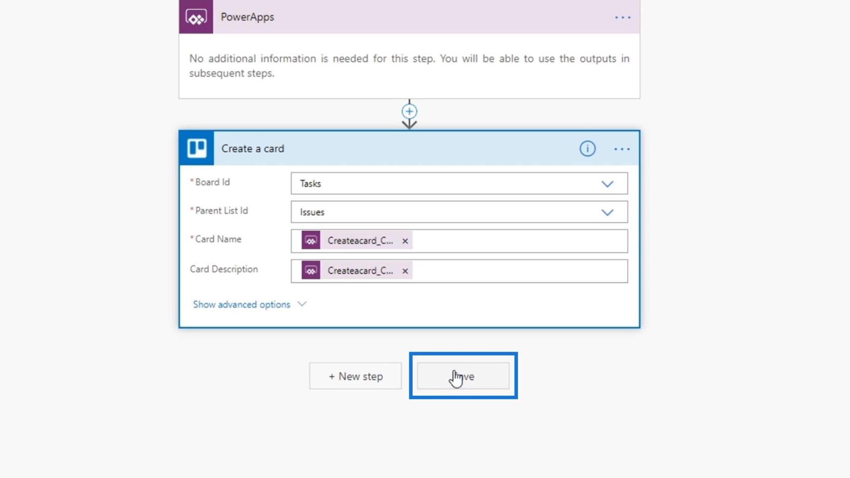 Microsoft Power Automate への PowerApps の統合