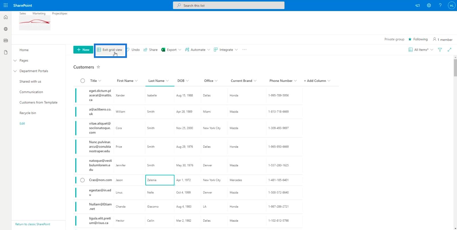 SharePoint リスト アイテム: 単一および複数のアイテムの編集