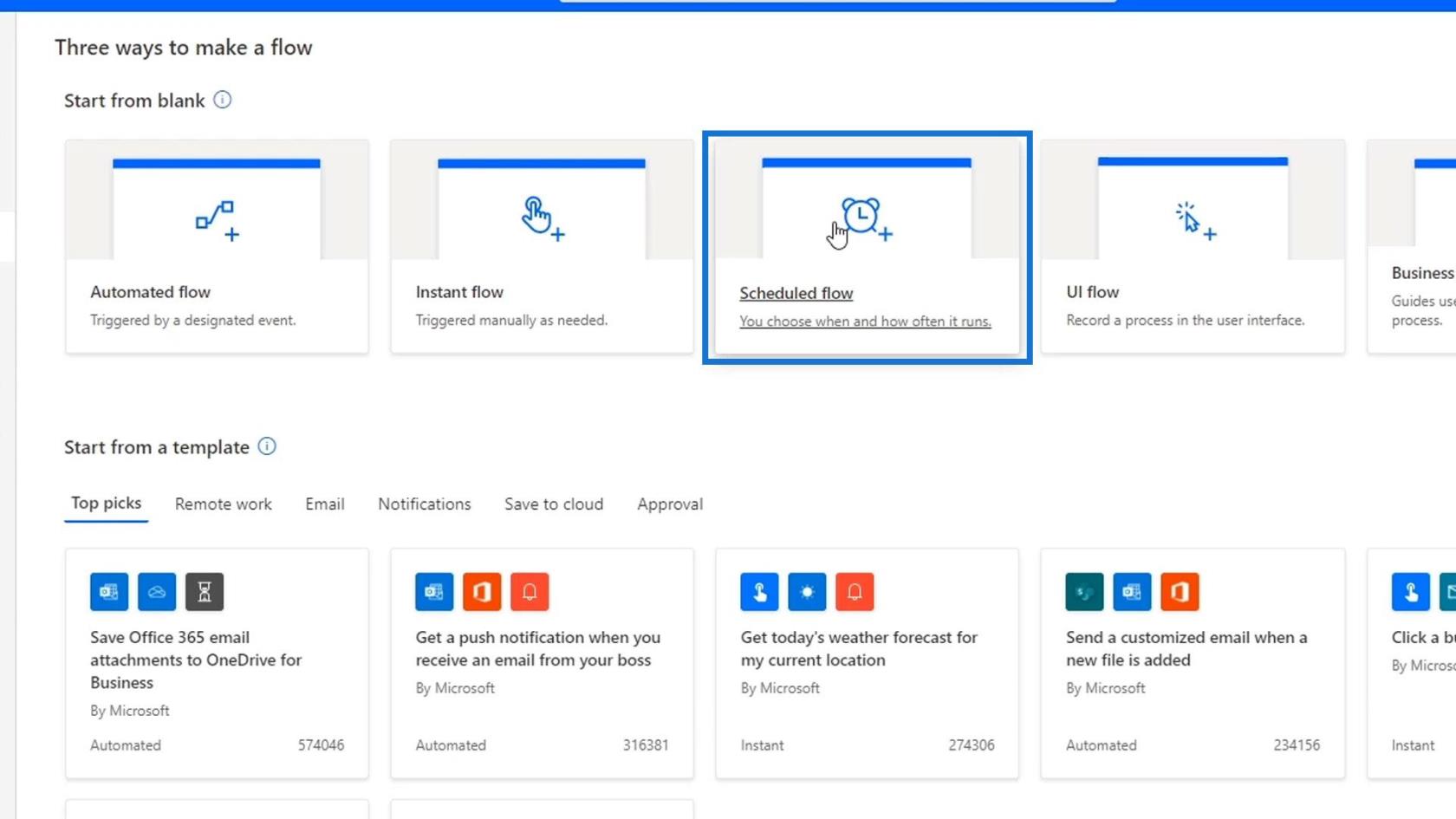 Microsoft Power Automate 中的計劃工作流