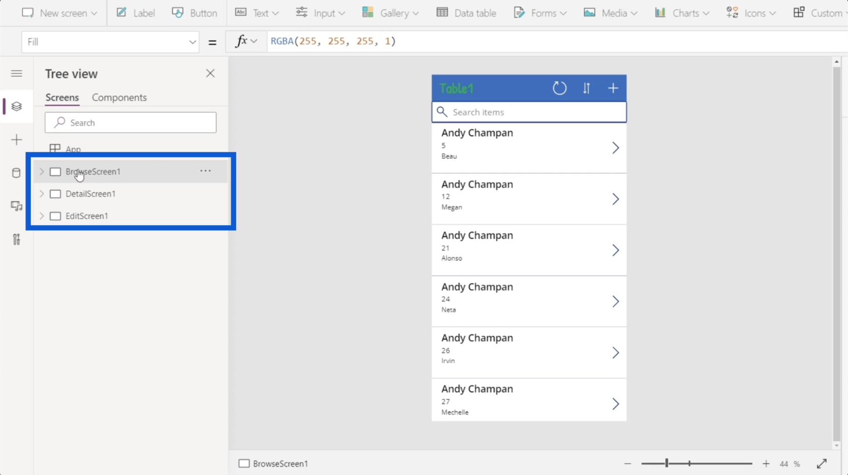 Power Apps 環境：正確設置應用程序元素