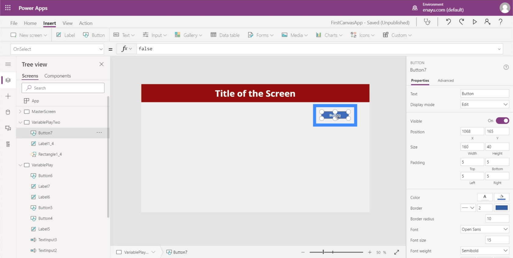 在 Power Apps 上創建變量：使用集合