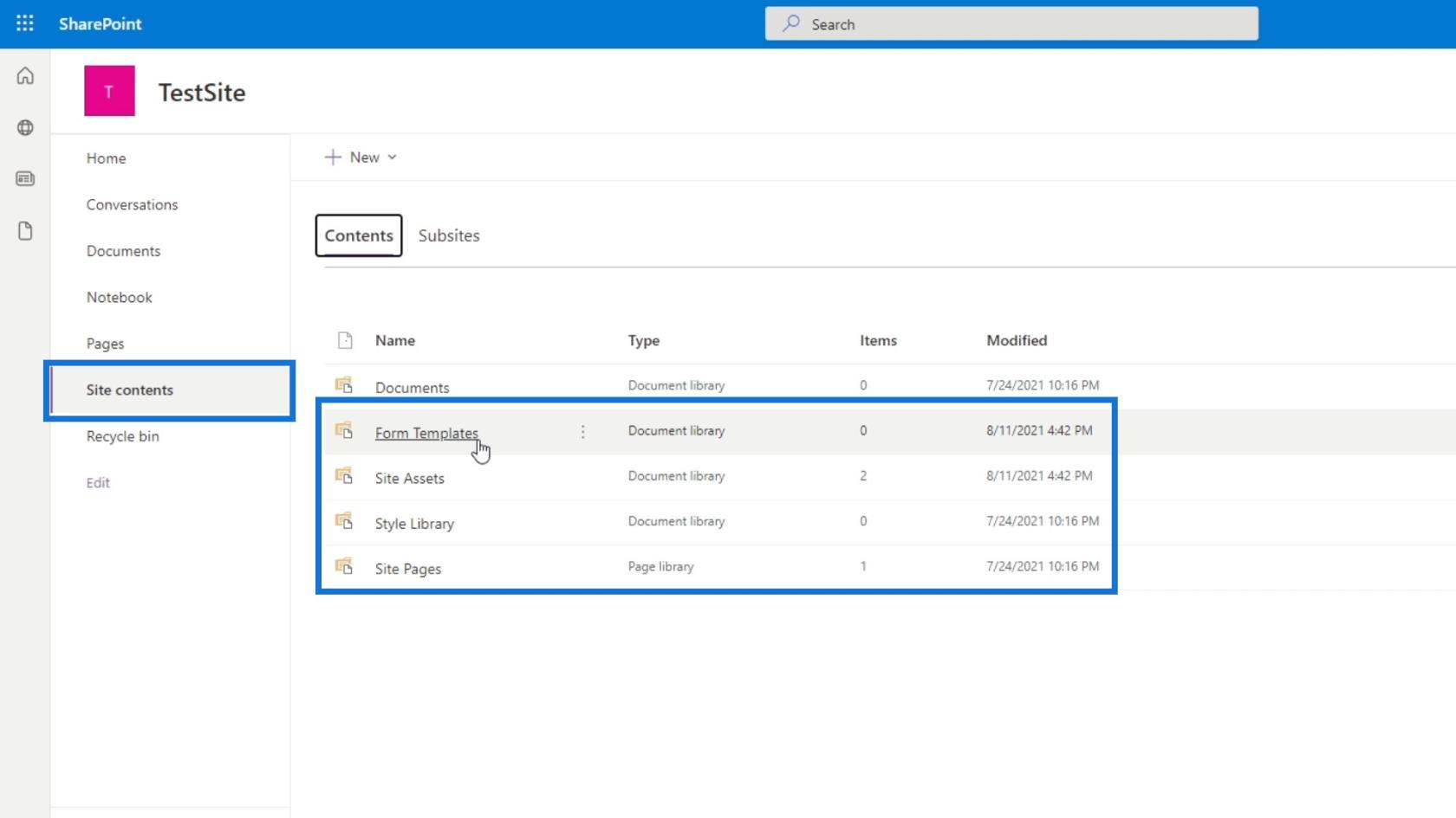 SharePoint 網站 |  佈局和菜單演練