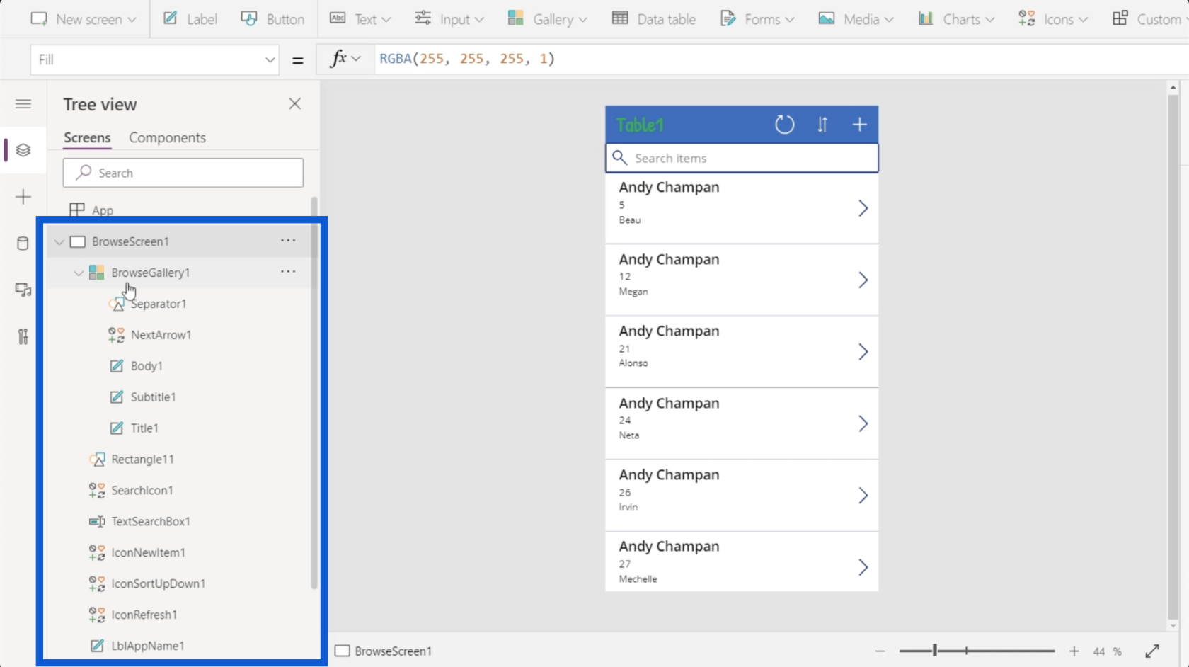 Power Apps 環境：正確設置應用程序元素