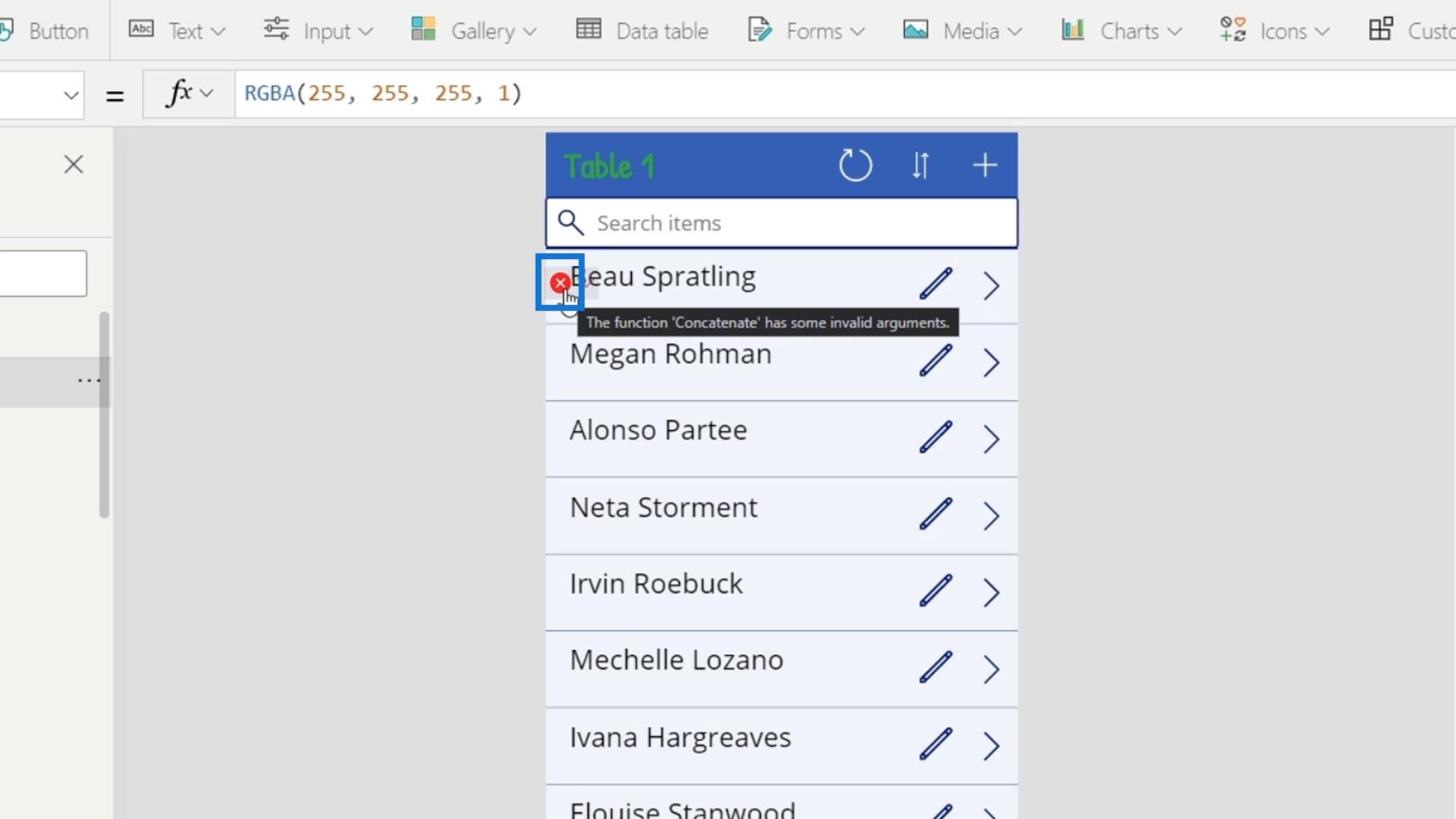 Microsoft Power Apps チュートリアル |  エラーチェック