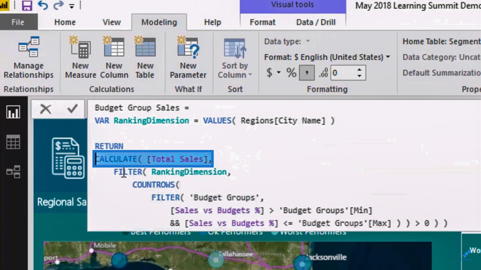 在 LuckyTemplates 中使用 DAX 進行預算績效細分