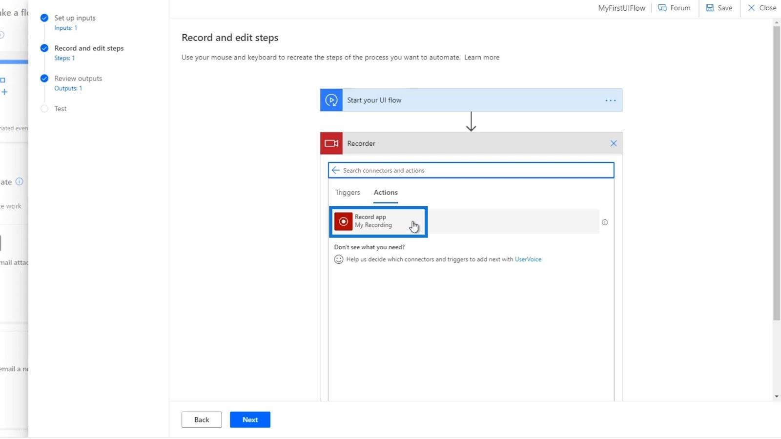Microsoft Power Automate 中的 UI 流輸入