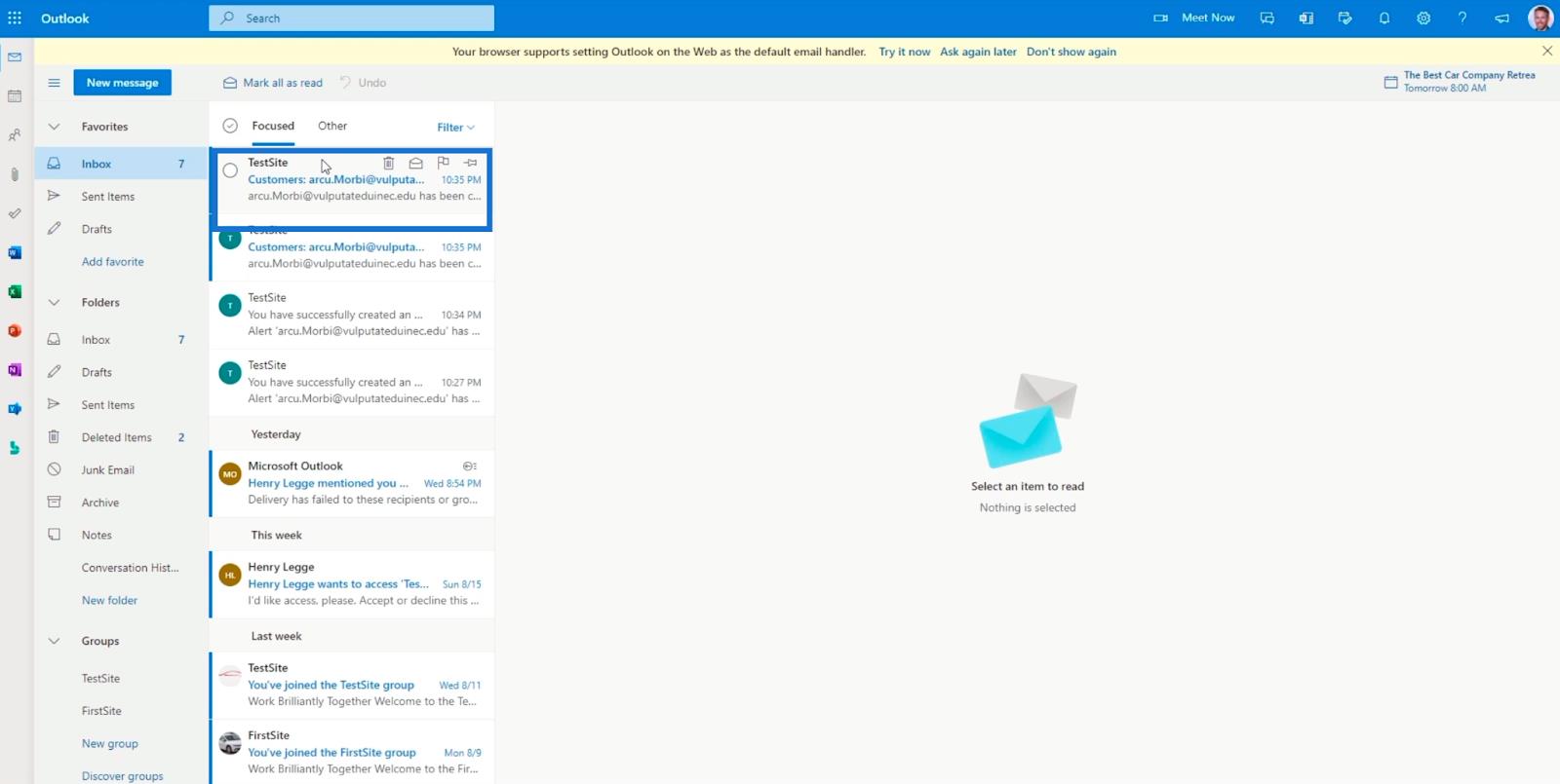 SharePoint リスト アラートのセットアップ
