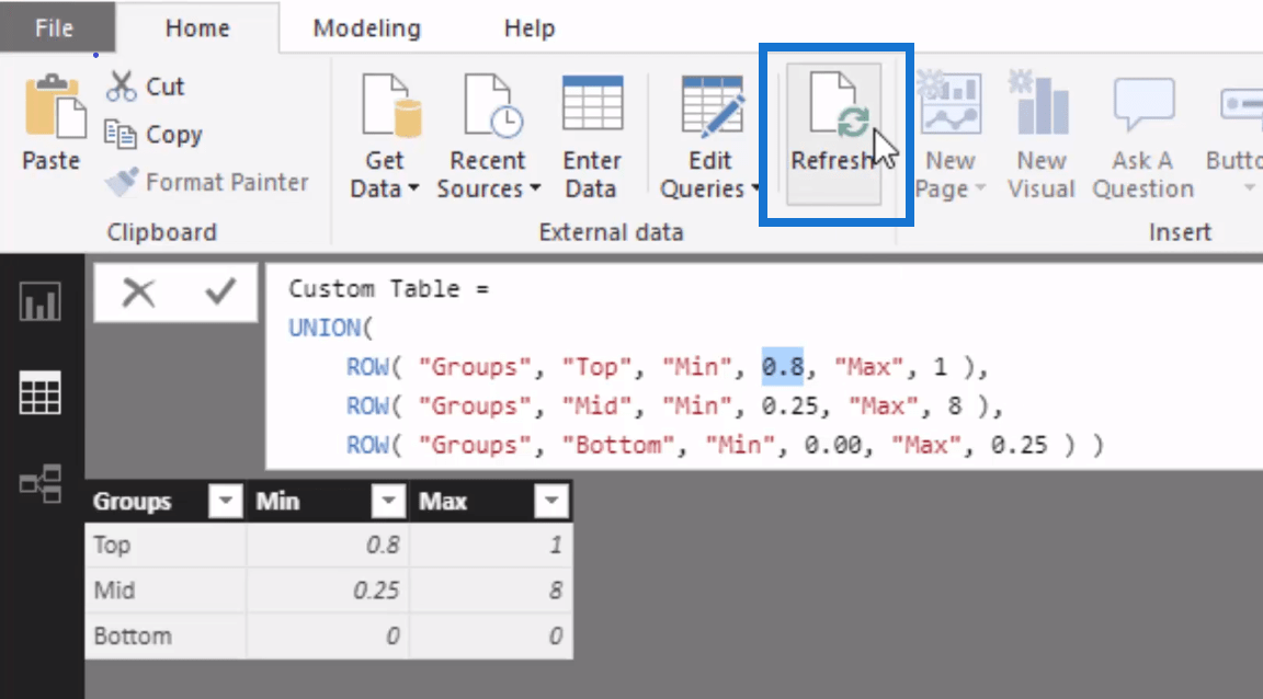 UNION および ROW 関数を使用した LuckyTemplates テーブルの作成