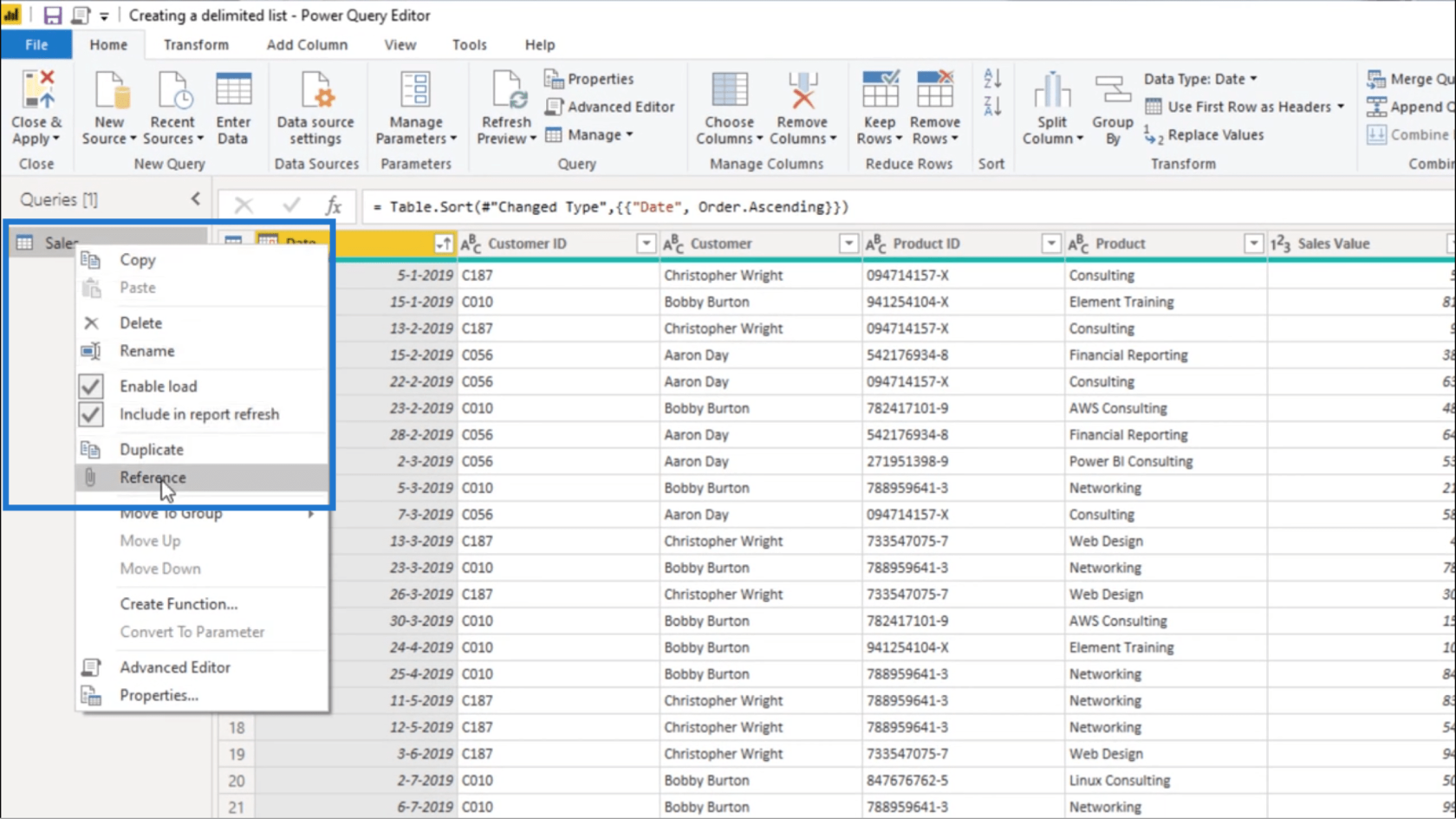 Power Query で区切りリストを作成する – クエリ エディターのチュートリアル