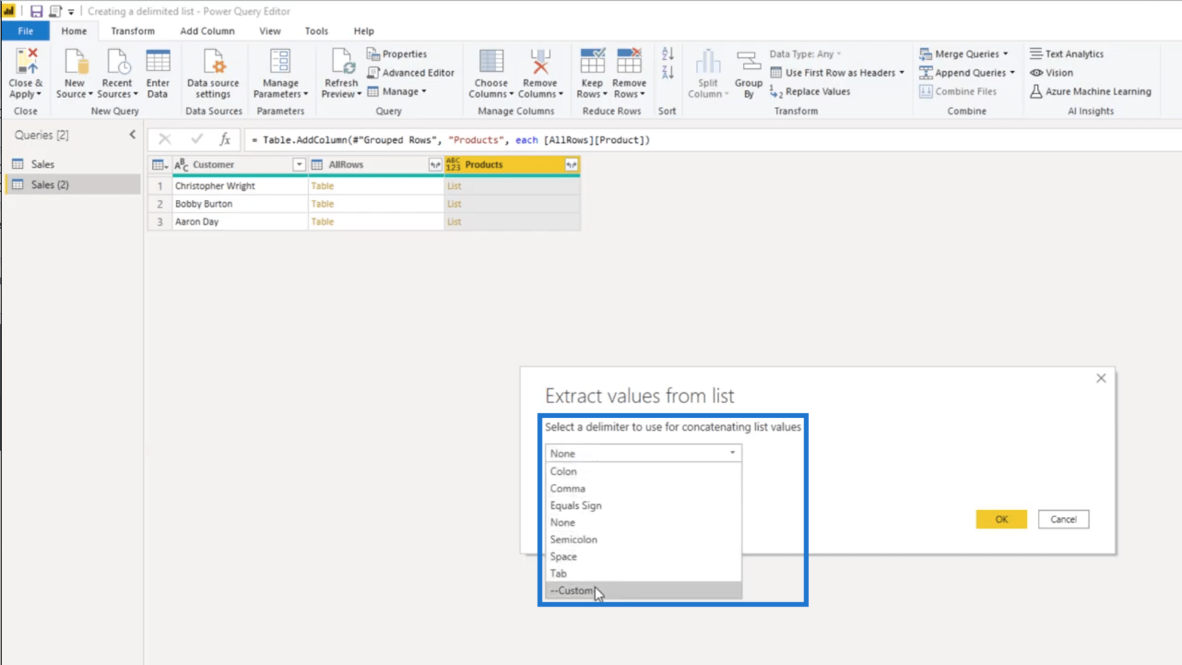 Power Query で区切りリストを作成する – クエリ エディターのチュートリアル