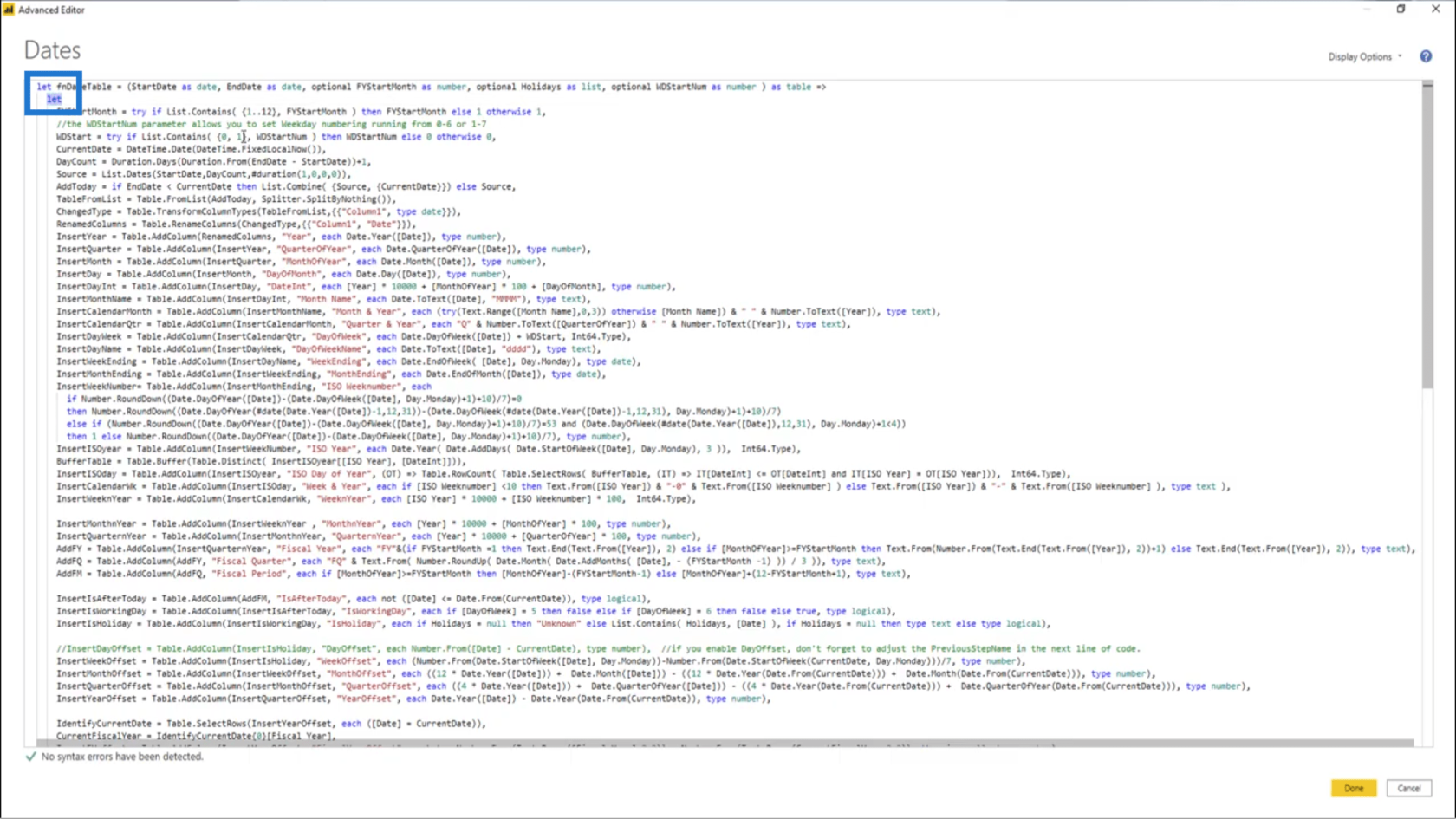 LuckyTemplates で日付テーブル関数をテーブル クエリに変換する