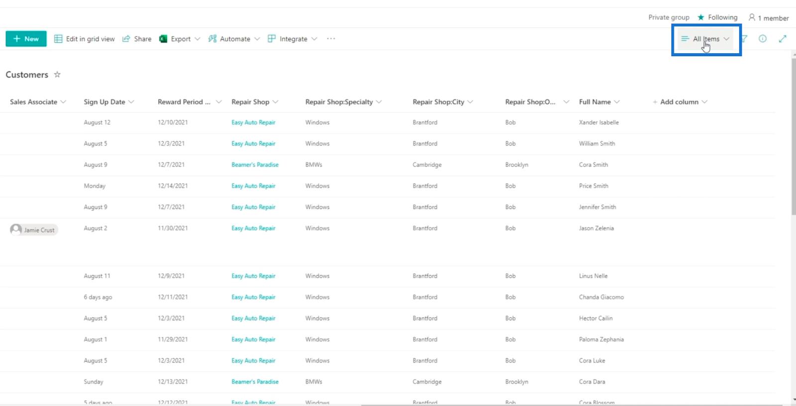 SharePoint リスト カレンダー ビュー