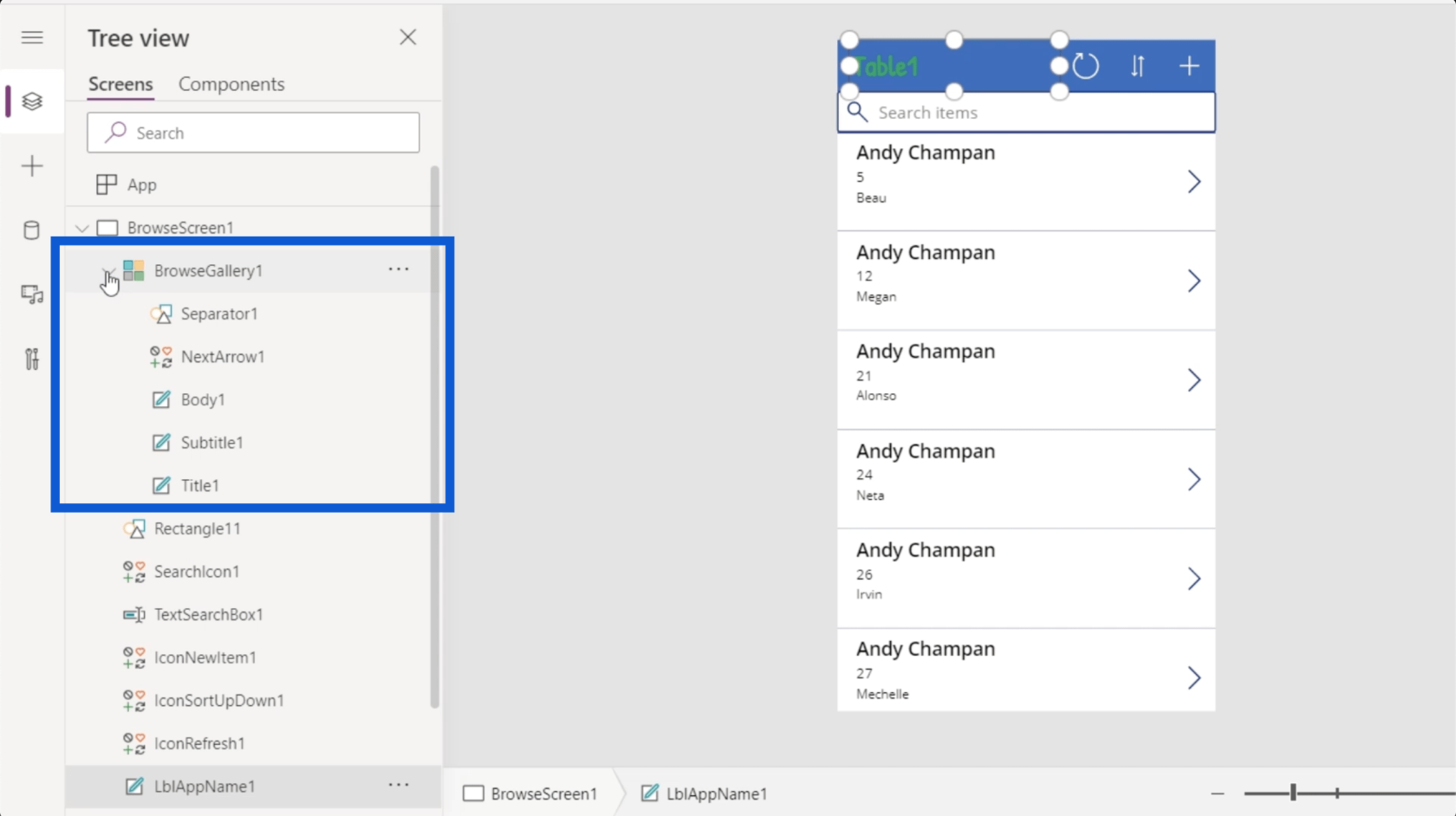 Power Apps 環境：正確設置應用程序元素