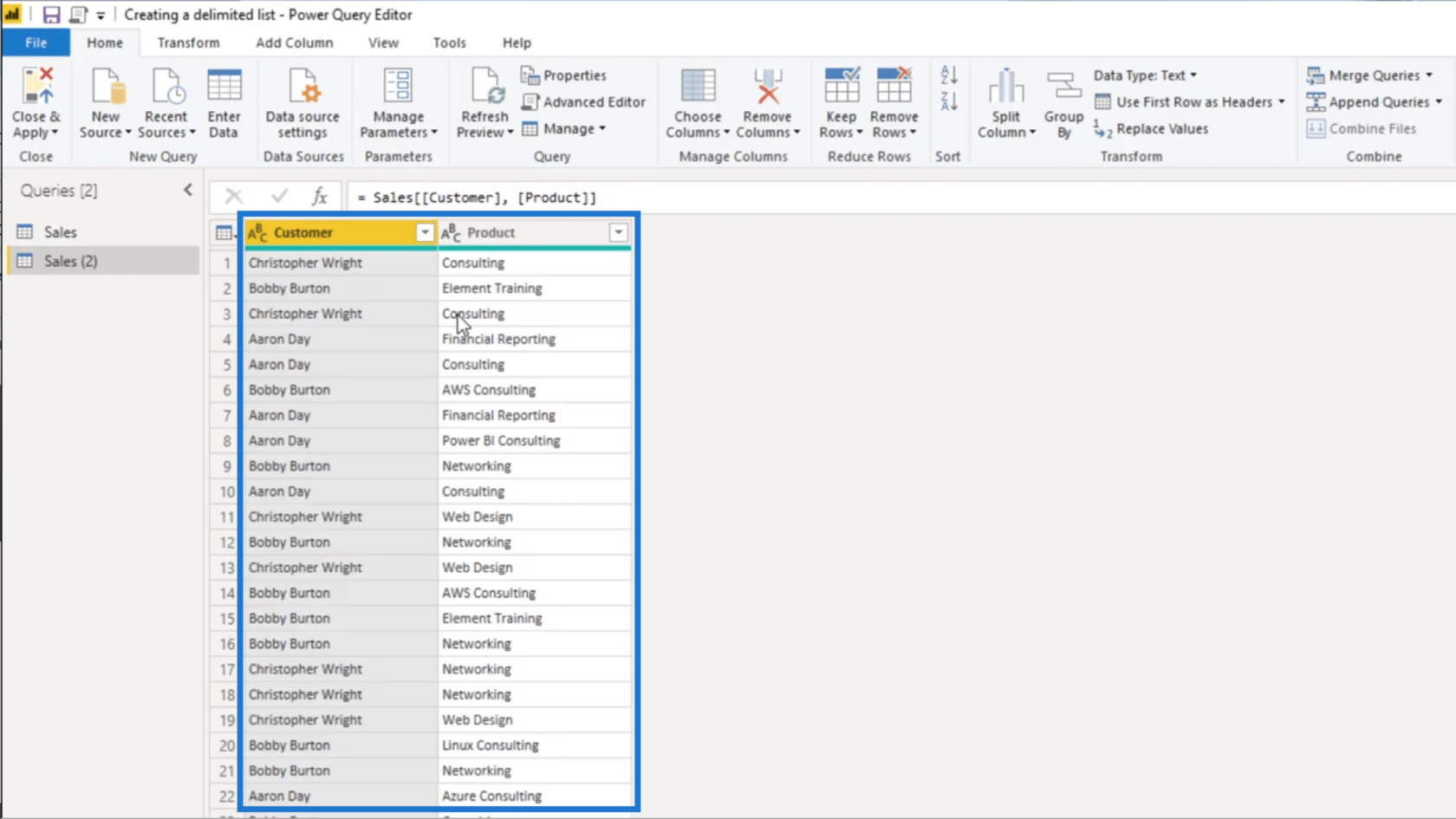 Power Query で区切りリストを作成する – クエリ エディターのチュートリアル