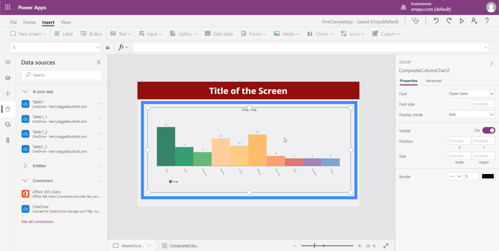 PowerApps 圖表、圖形和動態圖像