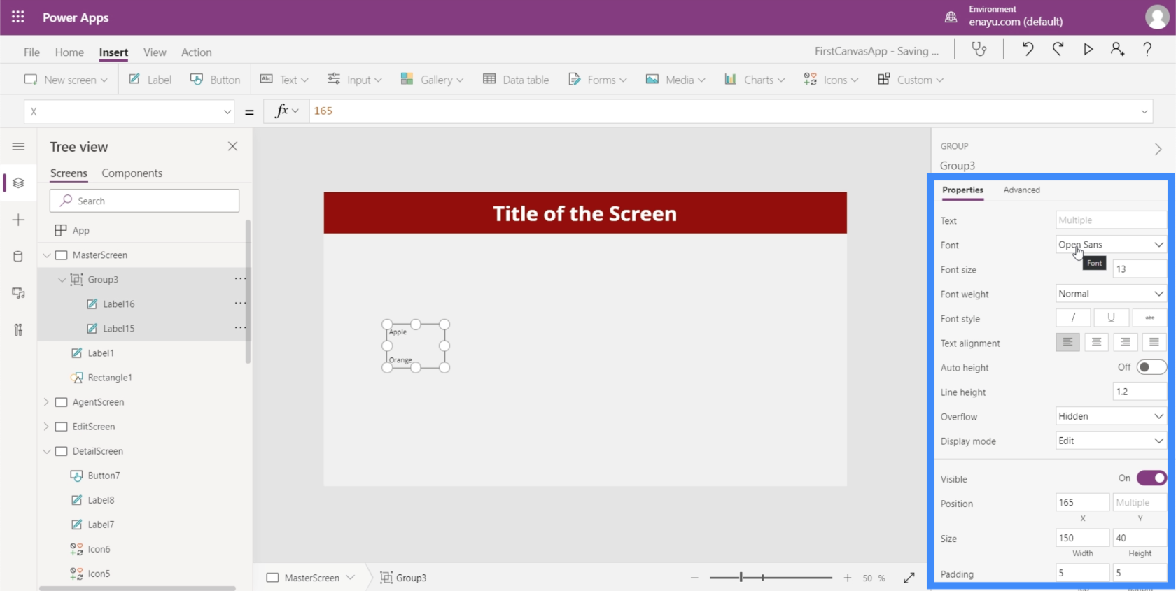 Microsoft Power Apps: 要素をグループ化する