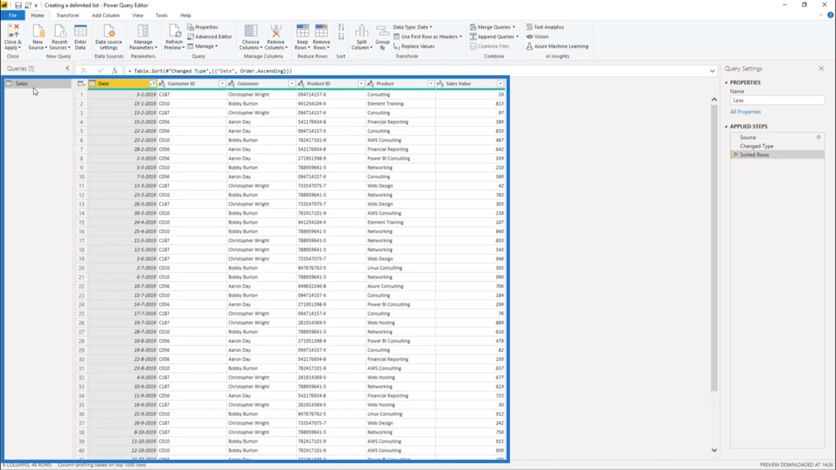 Power Query で区切りリストを作成する – クエリ エディターのチュートリアル