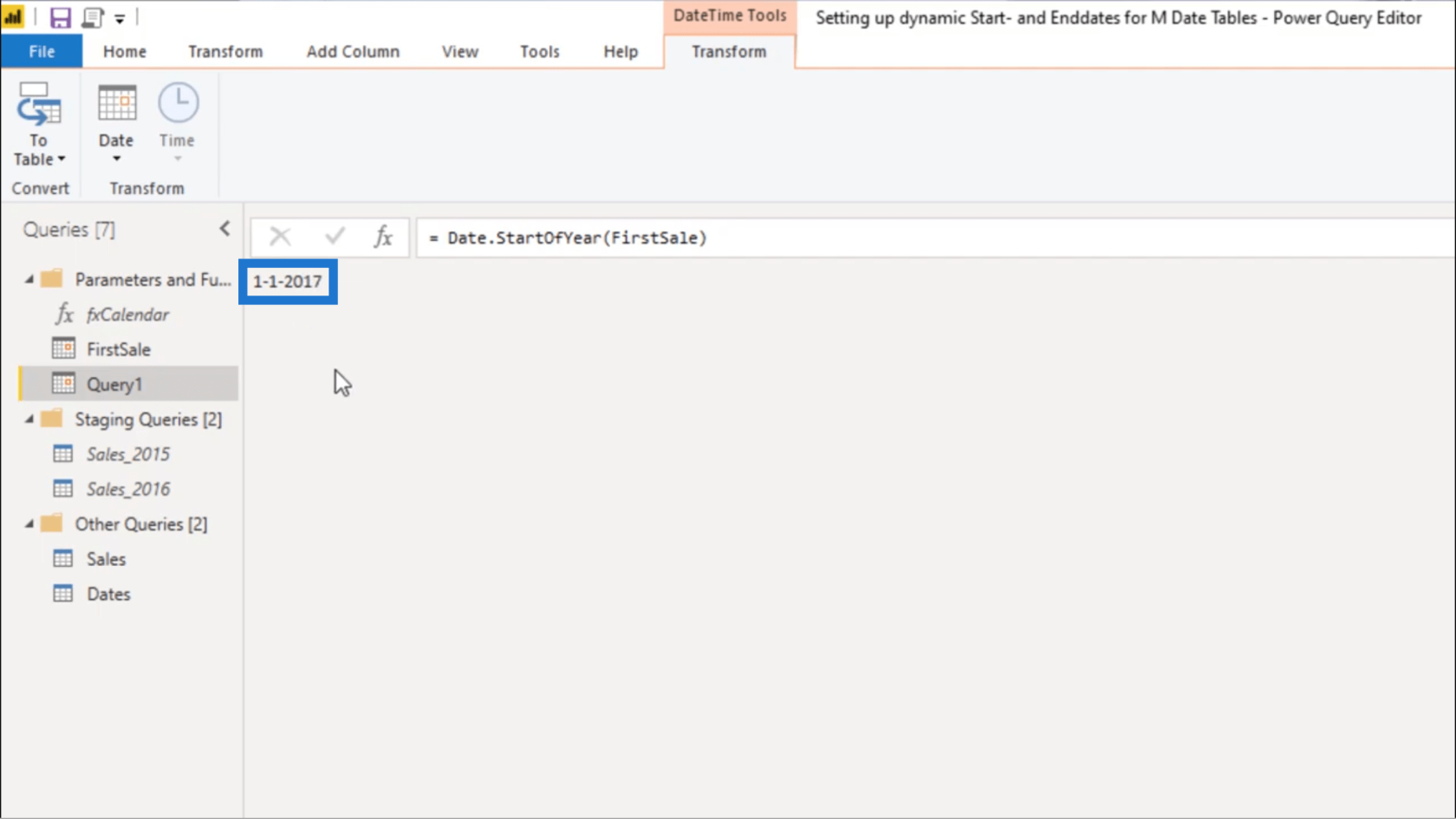 為 Power Query 日期表設置動態 StartDate 和 EndDate