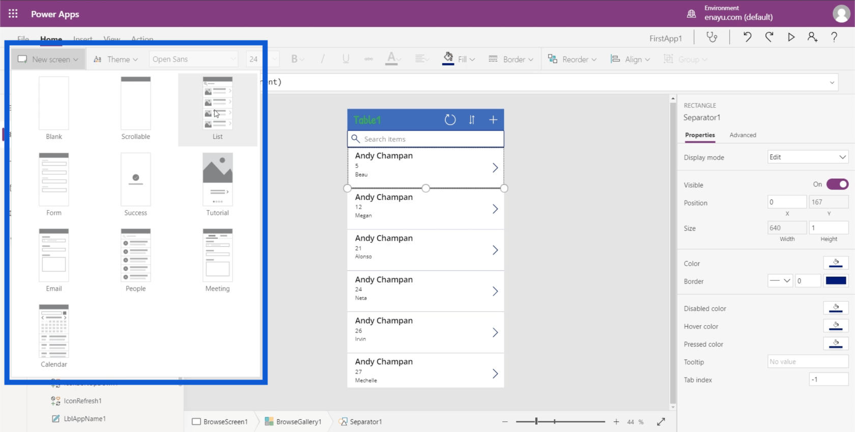 Power Apps 環境：正確設置應用程序元素