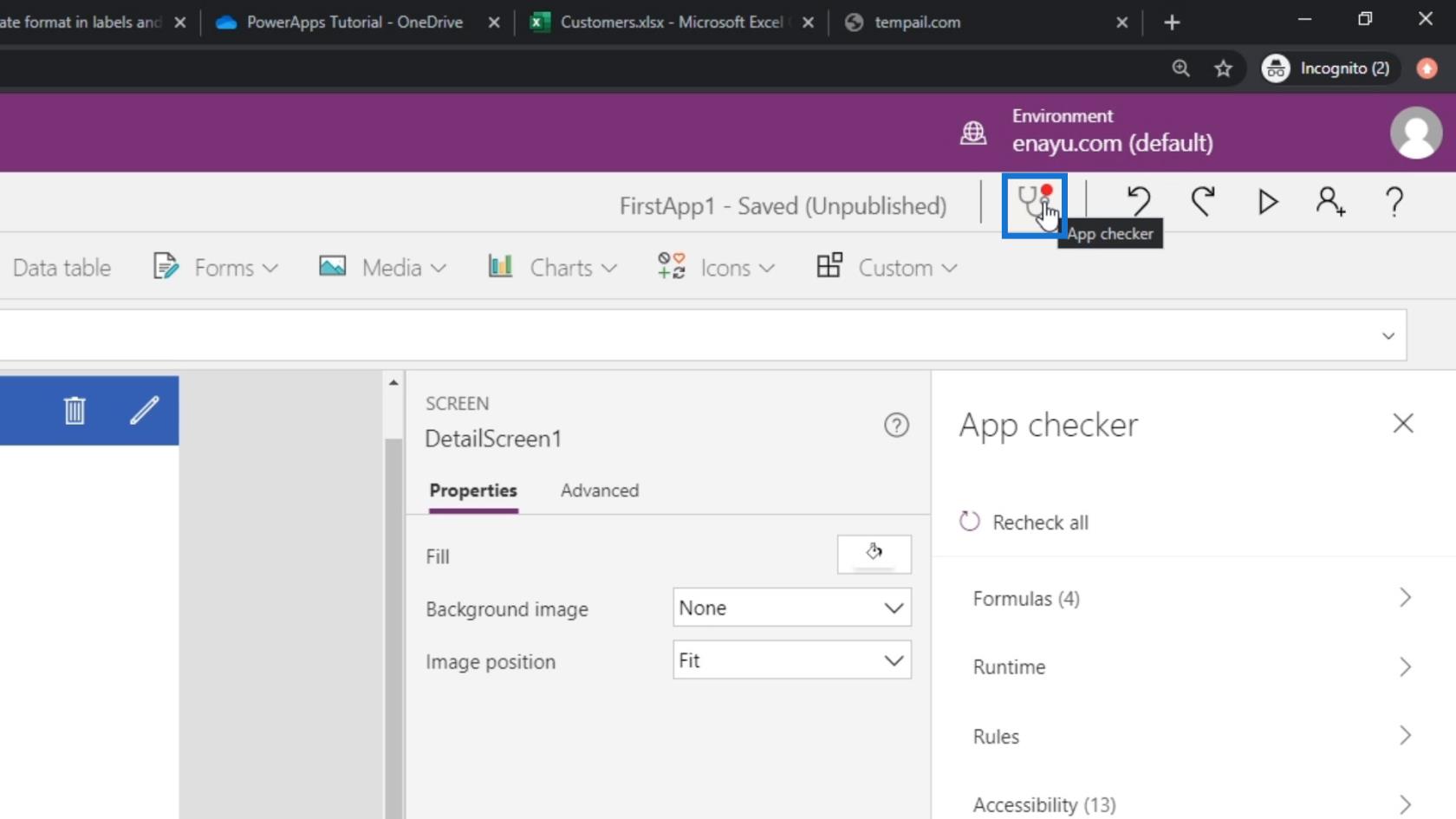 Microsoft Power Apps チュートリアル |  エラーチェック