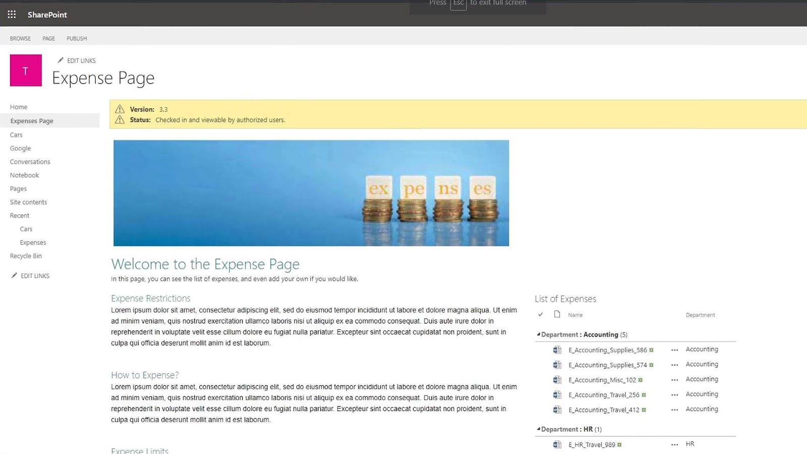 SharePoint 頁面 |  不同類型的介紹