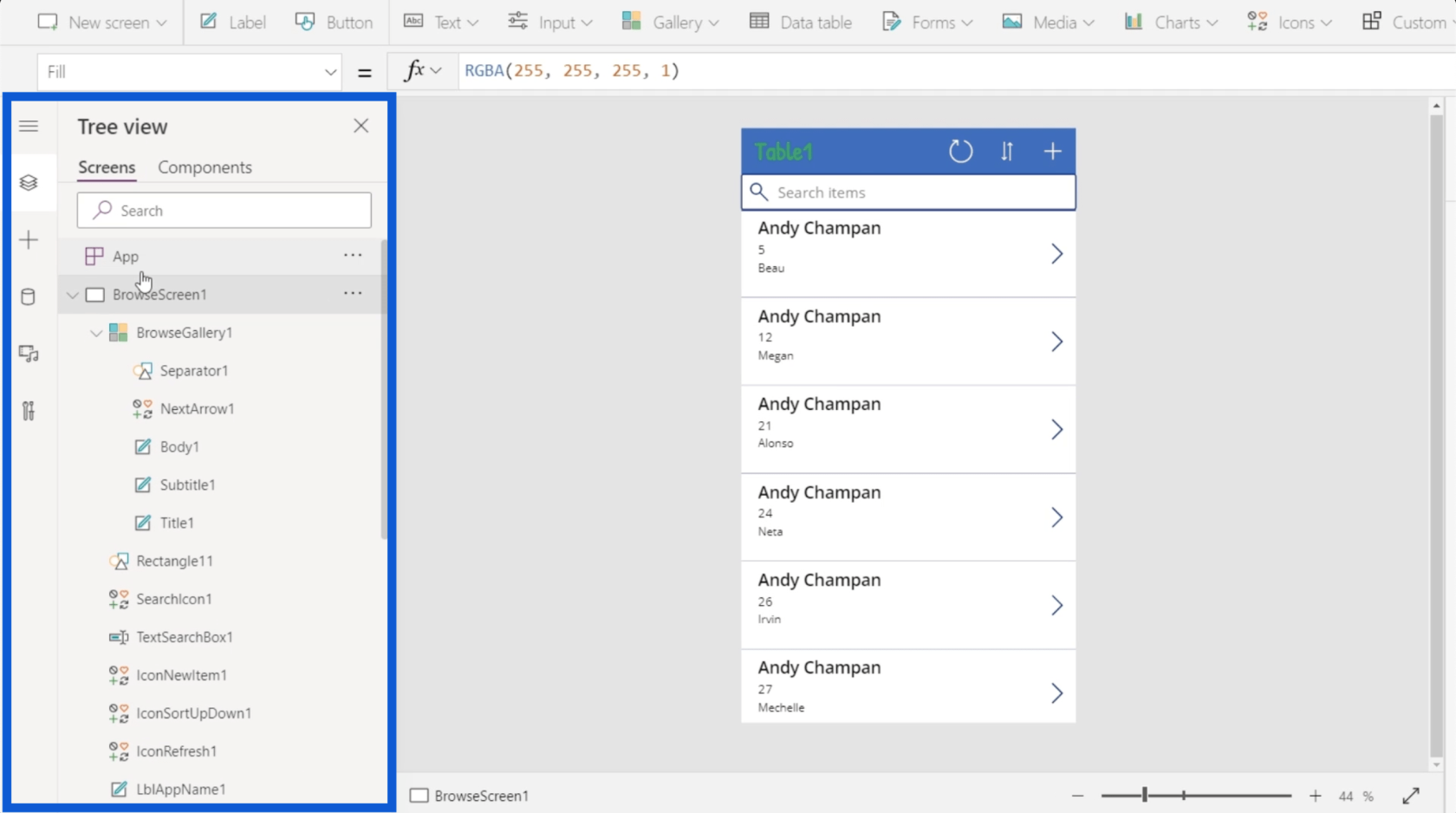 Power Apps 環境：正確設置應用程序元素