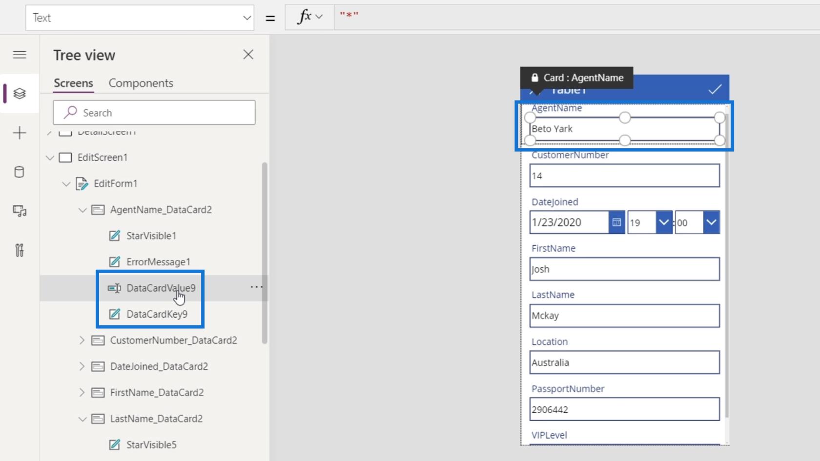 PowerApps 画面: 編集と更新