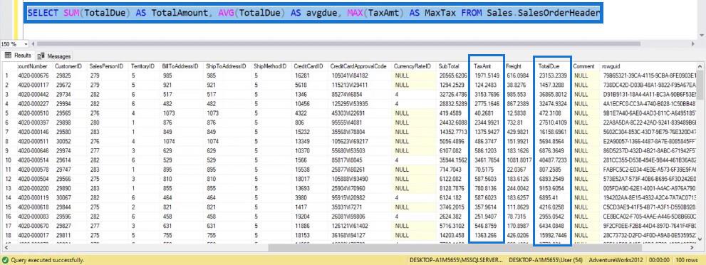 SQL 中的聚合函數及其用法