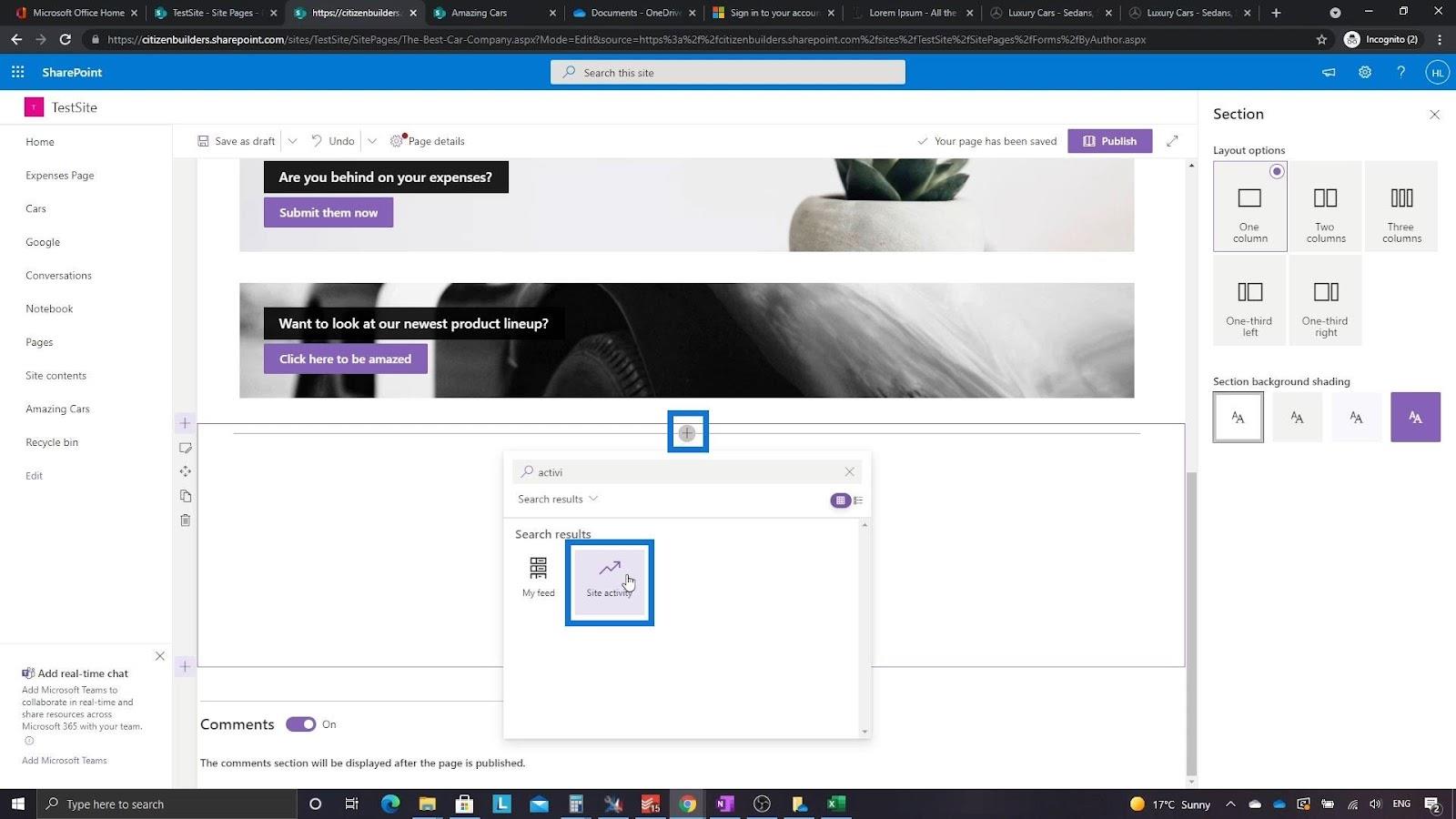Übersicht und Erstellung der SharePoint-Homepage