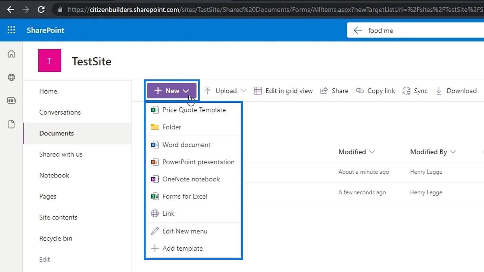 문서 라이브러리용 SharePoint 템플릿