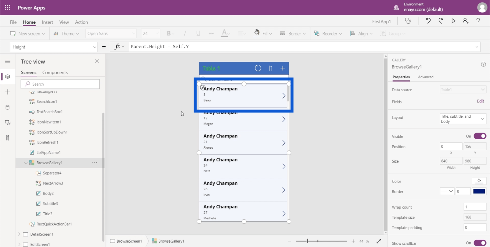 PowerApps ギャラリー: 概要