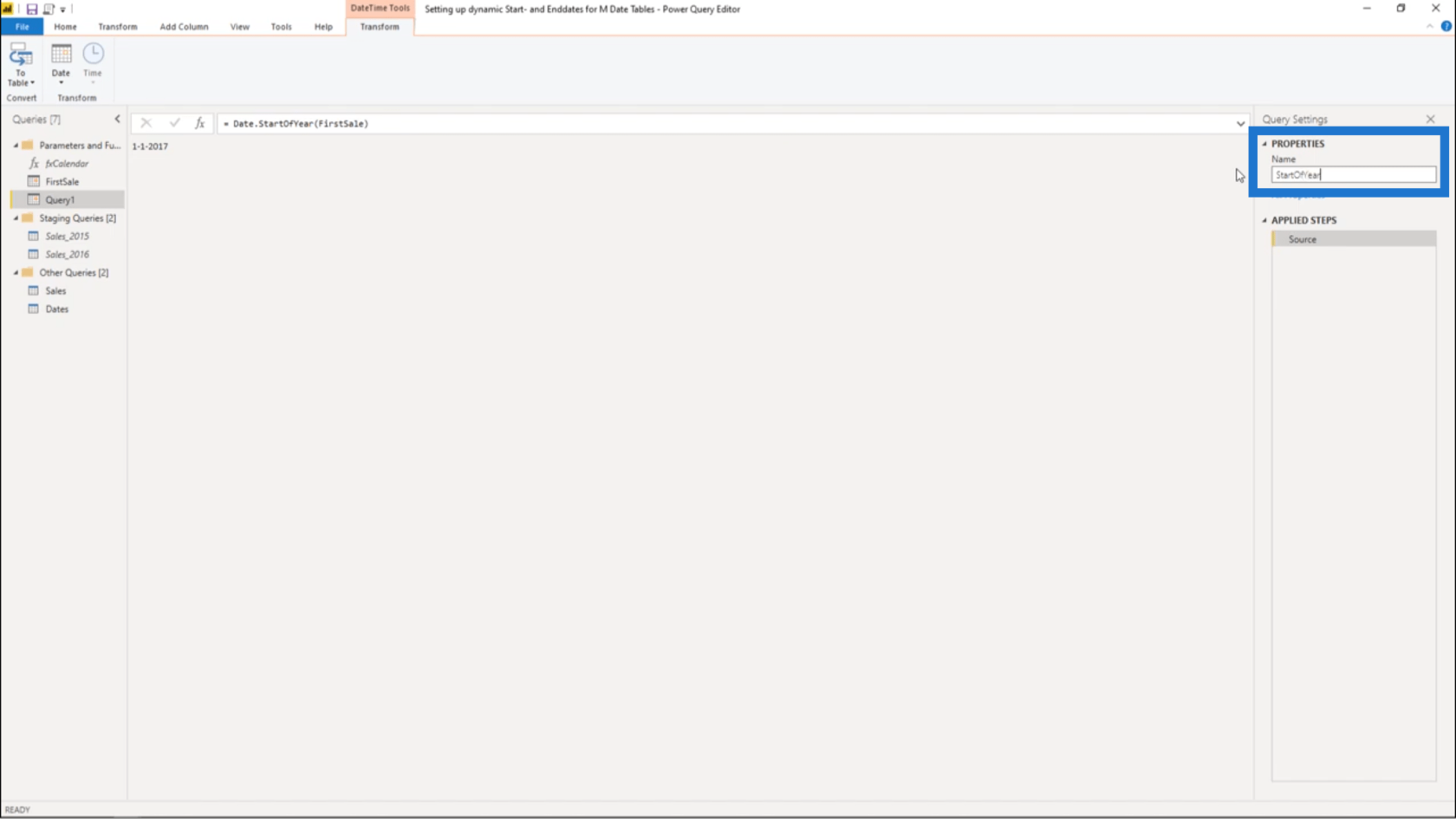 為 Power Query 日期表設置動態 StartDate 和 EndDate
