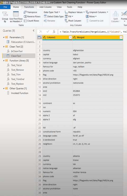 Power Query でのカスタム テキスト クリーニング関数の作成