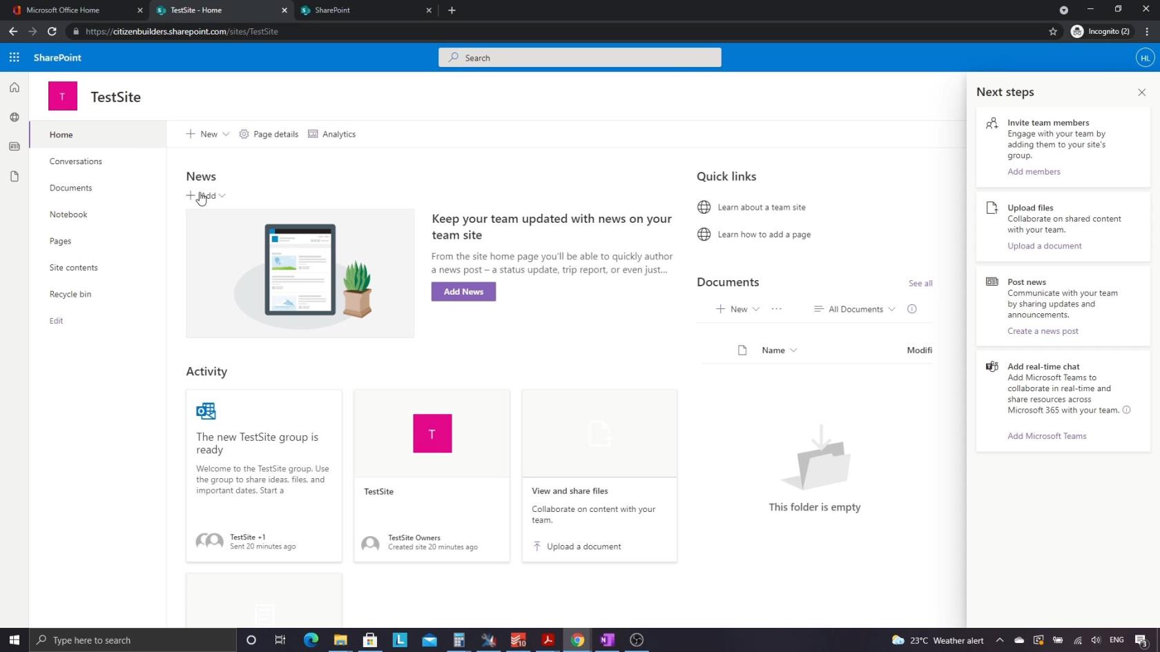 SharePoint 網站 |  佈局和菜單演練