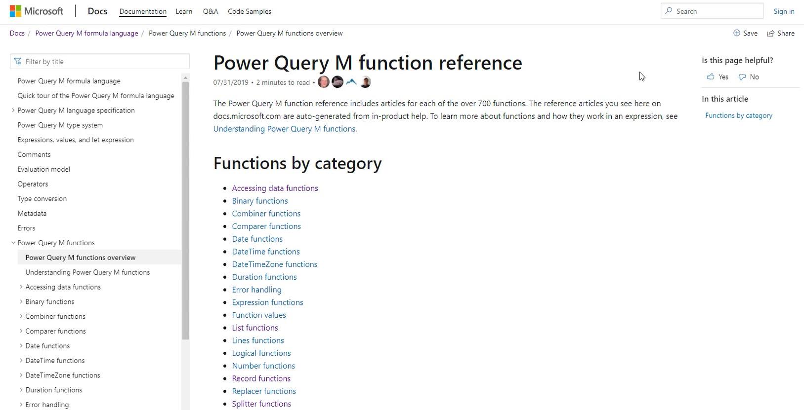 Power Query 関数、キーワード、識別子
