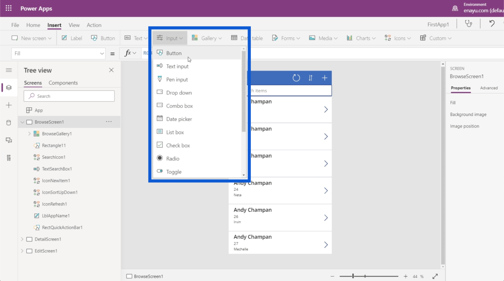 Power Apps 環境：正確設置應用程序元素