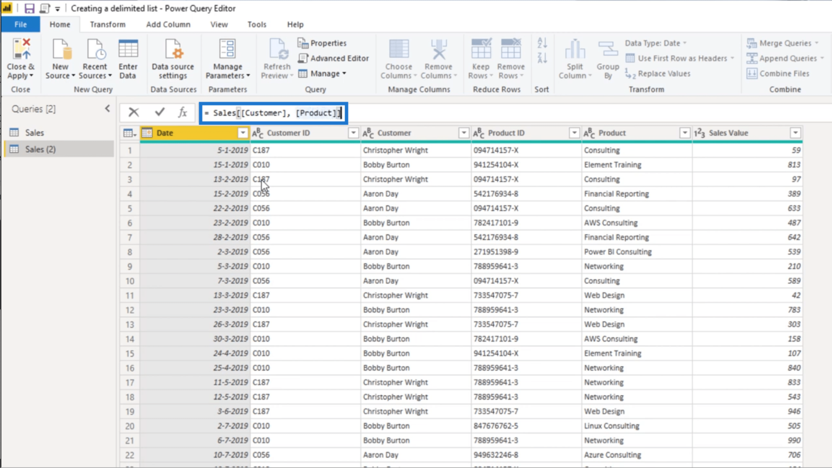 Power Query で区切りリストを作成する – クエリ エディターのチュートリアル